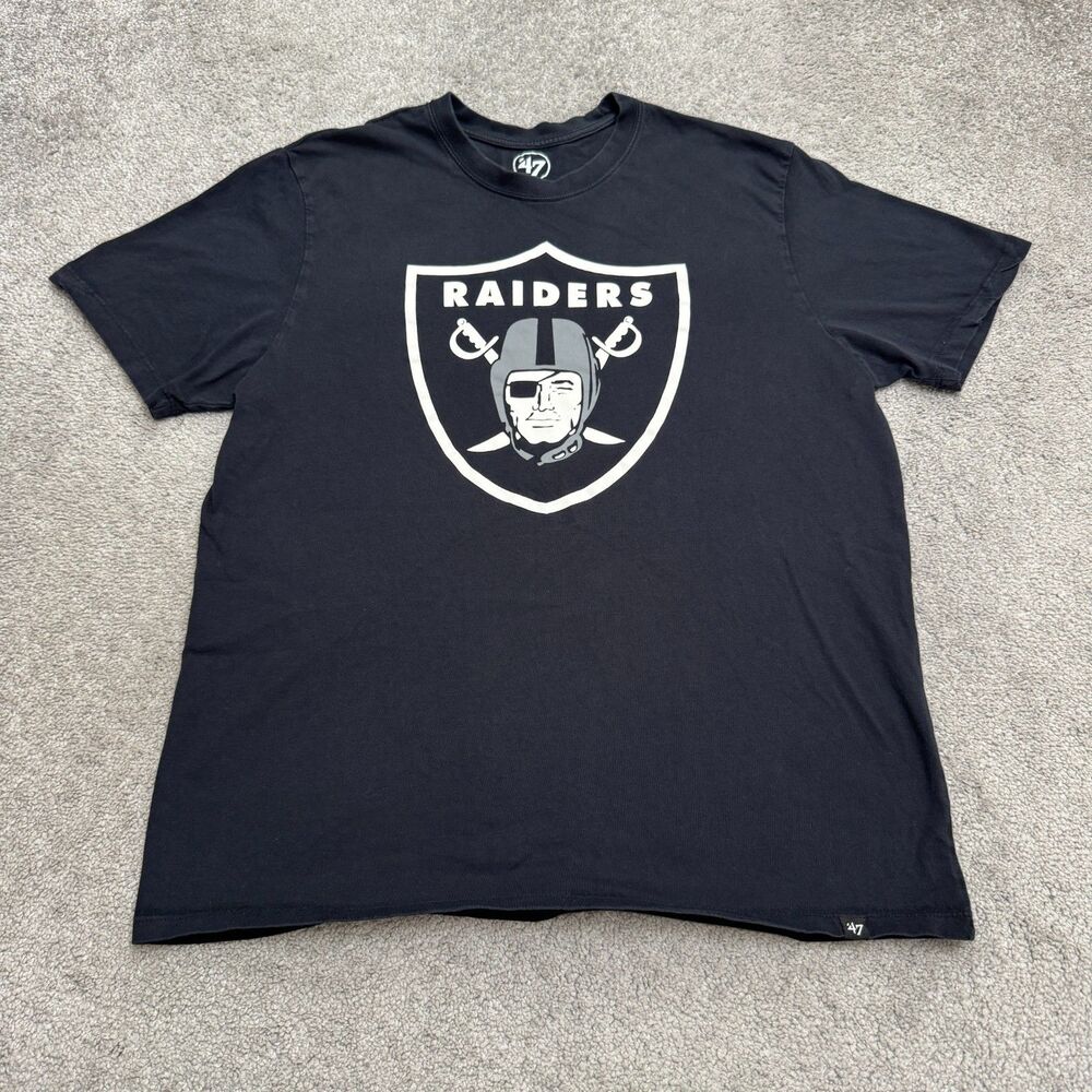 '47 Brand Las Vegas Oakland Raiders NFL Graphic T-Shirt Men L Black Short Sleeve